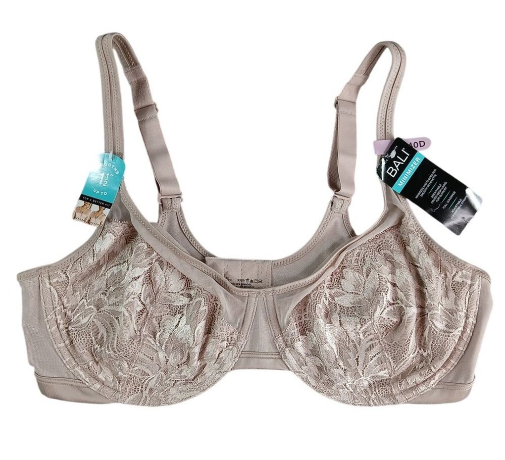 Bali Bra Womens 40D Nude Beige Lace Floral Stretchy RN15763 CA00153 NWT